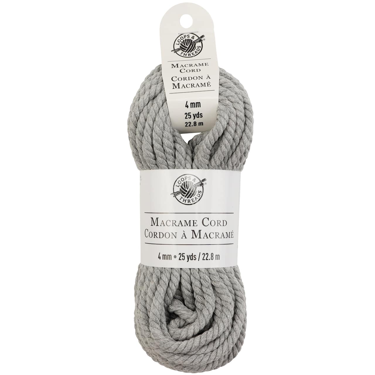 12 Pack: Charcoal Macramé Cotton Cord by Loops & Threads®, 75ft.
